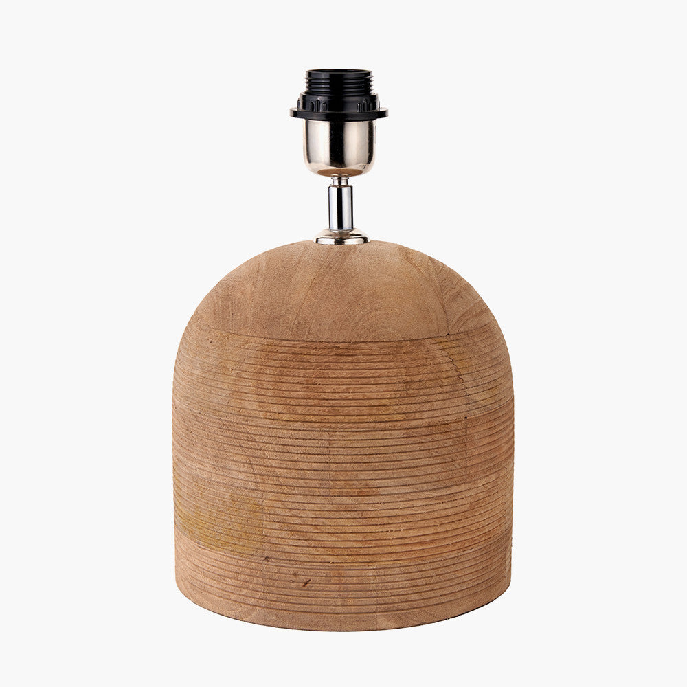 Nelu Natural Engraved Wood Dome Table Lamp - Base Only